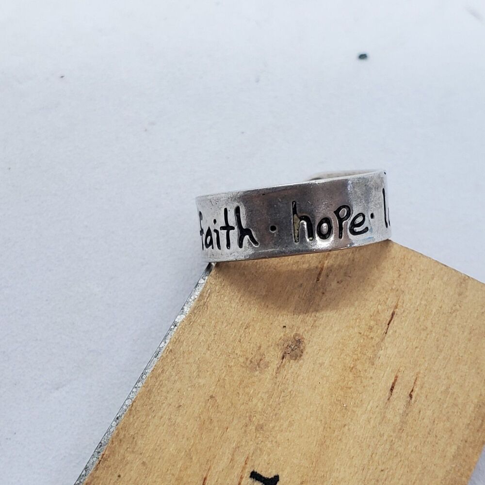 Sterling Silver Size 3 Adjustable Toe Ring Faith, Hope, Love 925